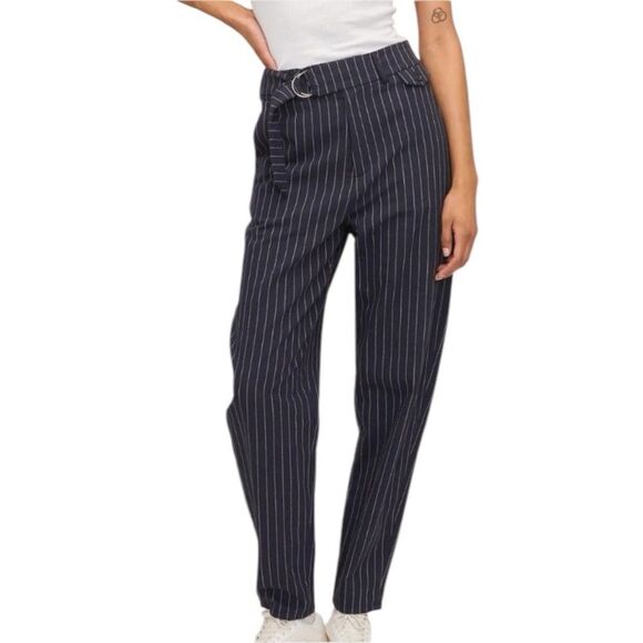 Marissa Webb Pinstripe Barrel Trouser Pant Relaxed Tomboy Chic Navy Size 0 New